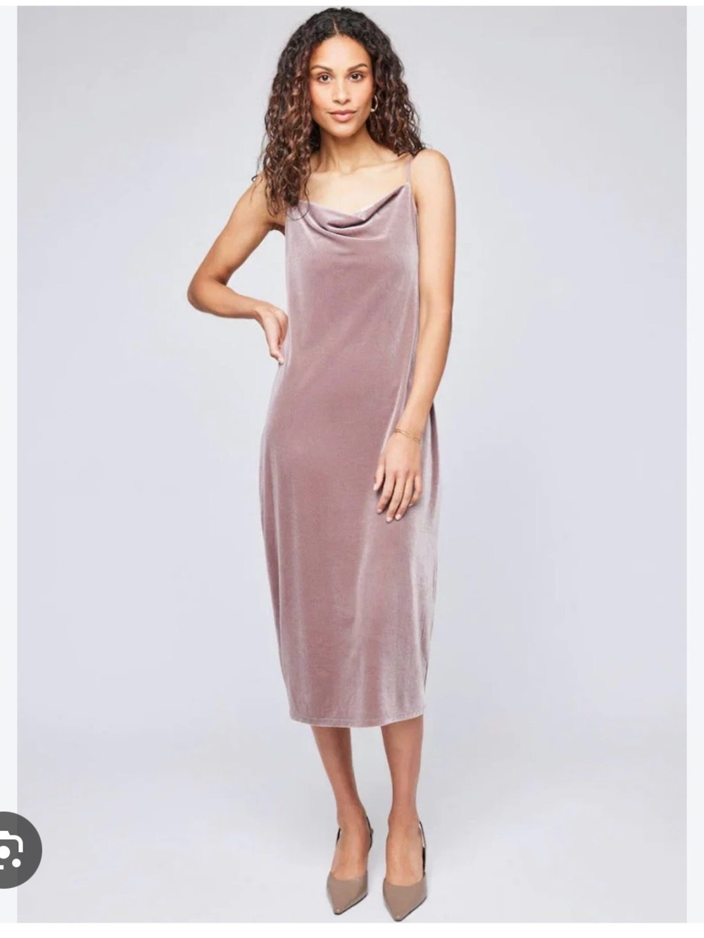 Gentle Fawn Brown Cowl-Neck Slip Midi Dress